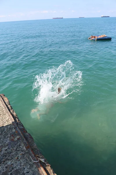 Stänk Vatten Havet Stänk Från Dykning — Stockfoto