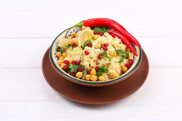 Couscous Grenade Pois Chiches Piments Forts — Photo