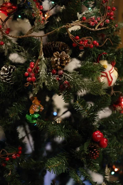 Kerstversiering Takken Van Kerstboom — Stockfoto