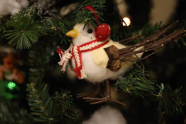Decorações Natal Nos Ramos Árvore Natal — Fotografia de Stock