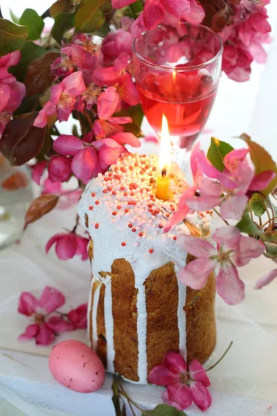 Påsk Tårta Och Blommor Paradiset Äpple — Stockfoto