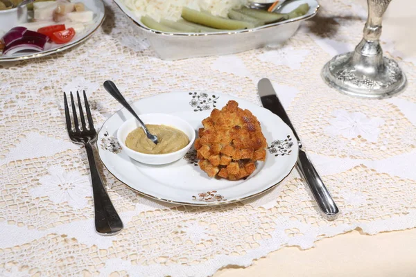 Chicken Mince Cutlets Mustard Pozharsky Cutlets — Stock Photo, Image