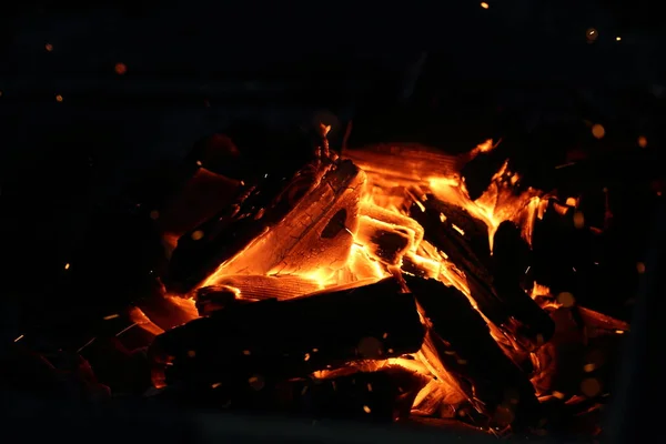 Fogo Carvão Queimado Vermelho Grelha — Fotografia de Stock