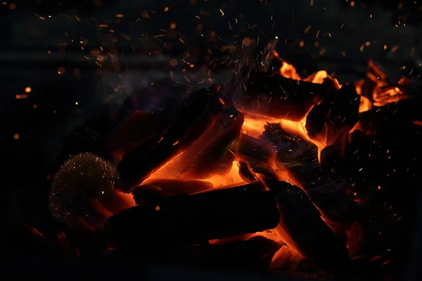 Tűz Piros Égő Parazsat Grill — Stock Fotó
