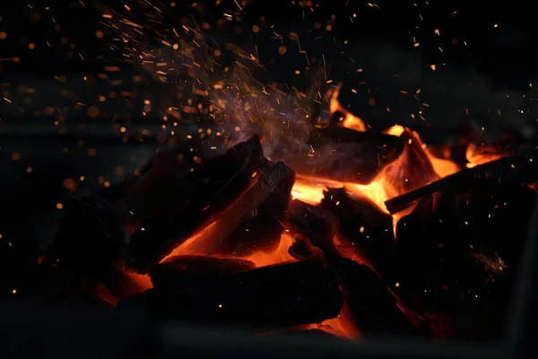 Вогонь Червоне Горіння Вугілля Грилі — стокове фото
