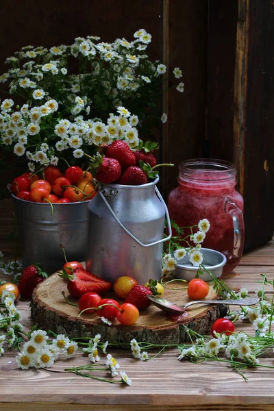 Berry Smoothie Strawberry Sweet Cherry — Stock Photo, Image