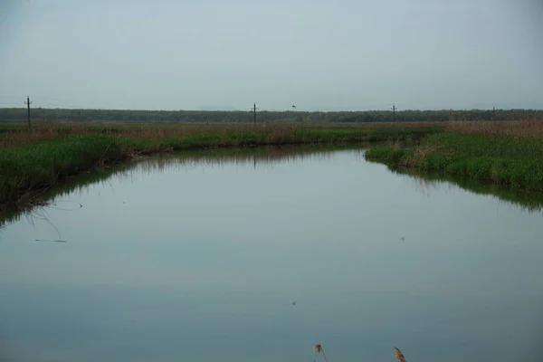 Rivier Onder Velden Prachtig Landschap — Stockfoto