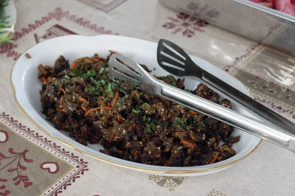 Eggplant Carrot Hot Pepper Appetizer — Stock Photo, Image