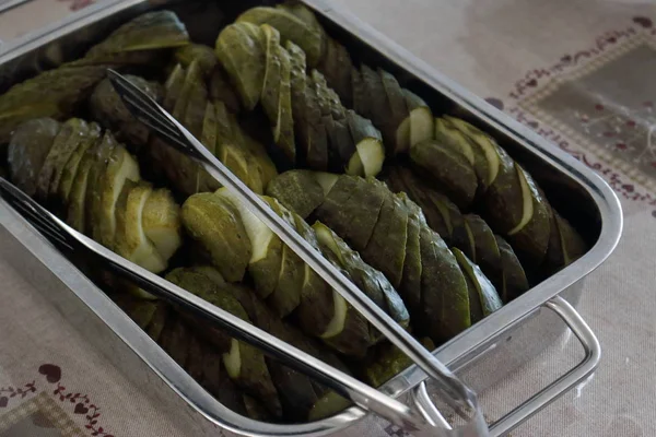 Chopped Pickles Pickles Tray Cafe — Stock Photo, Image