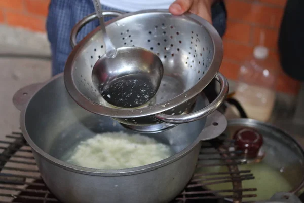 Process Making Homemade Cheese — Stock Photo, Image