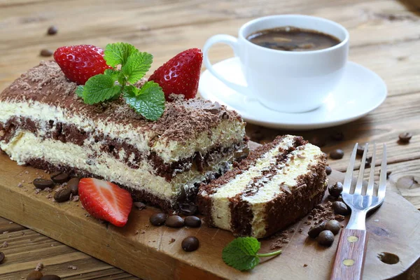 Tiramisu Bolo Tiramisu Com Café — Fotografia de Stock