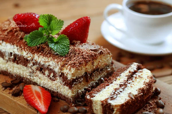 Tiramisu Kahveli Tiramisu Keki — Stok fotoğraf