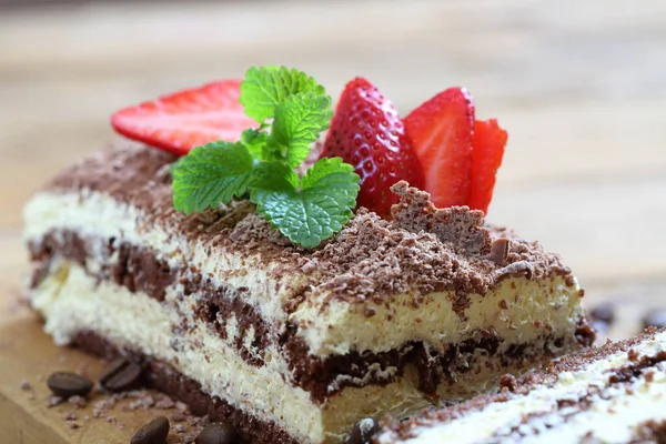 Torta Tiramisù Con Crema Delicata Gocce Cioccolato — Foto Stock