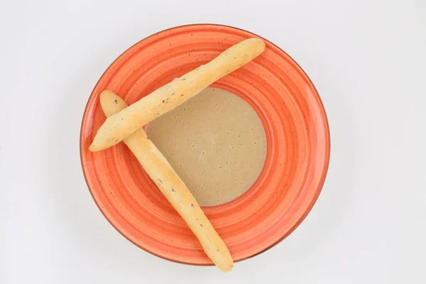 Puré Sopa Hongos Con Grissini — Foto de Stock