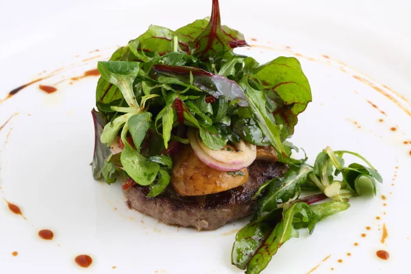 Meat Steak Mushrooms Herbs — Stock Photo, Image