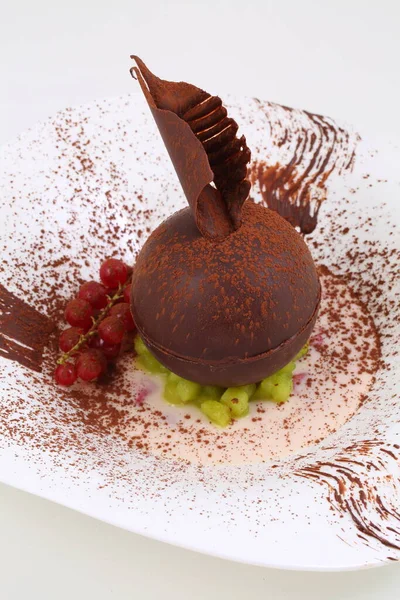 Chocolate Dessert Fruits Berries — Stock Photo, Image