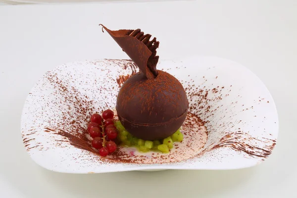 Melting Chocolate Ball Dessert — Stock Photo, Image