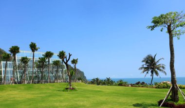 Bu güzel doğal zemin, güneşli günlerde yeşil çimenler, mavi denizler ve tropikal bitkilerin birleşiminden oluşan bir huzur ve rahatlama hissi yaratır..