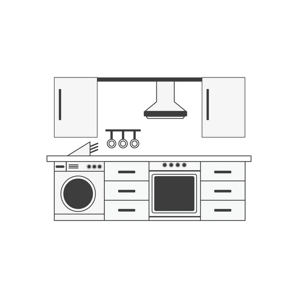 Muebles Cocina Elemento Gráfico Plantilla Ilustración Diseño — Vector de stock