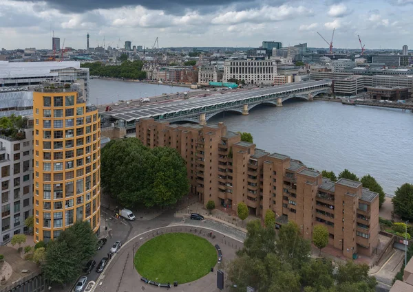 Kuzey Nehrin Thames Blackfriars Demiryolu Köprüsü Londra Nın Kuzeyinde Havadan — Stok fotoğraf