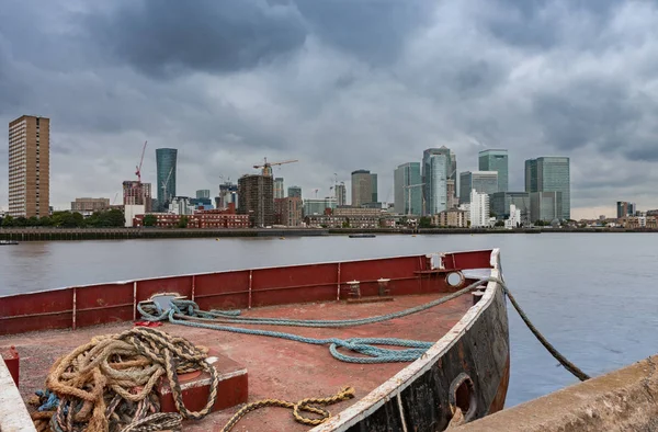 Canary Wharf Londra Arka Ofis Binaları Içinde Ticari Mali Merkezi — Stok fotoğraf