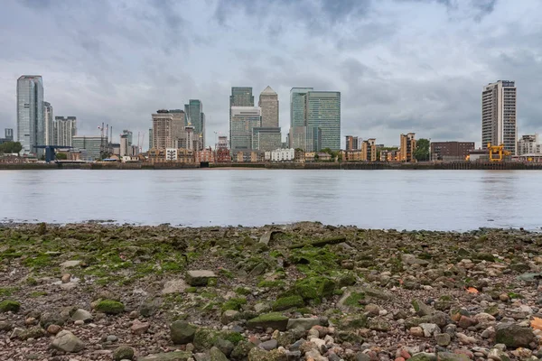 Çakıl Nehri Nin Thames Arka Ofis Binaları Canary Wharf London — Stok fotoğraf