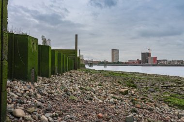 Thames Nehri, arka planda Canary Wharf, London köpekler Adası üzerinde merkezi ticari, mali çakıl Bankası 