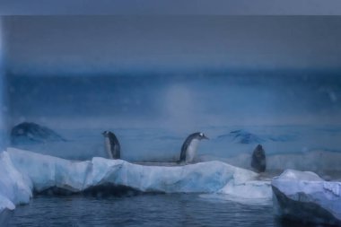 Oyunda penguenler görüntüleyebileceğiniz akvaryum, buzlu manzara, dondurulmuş bölge. 