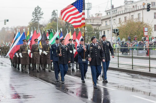European Street Prague October 2018 Soldiers Honor Guards United States — Stock Photo, Image