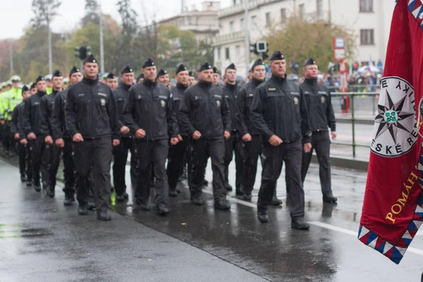 Rua Europeia Praga Outubro 2018 Bandeira Polícia República Checa Segundo — Fotografia de Stock