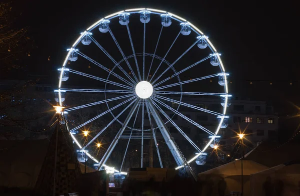 Christmas ferris wheel  at Moravian square at advent time on December in  Brno, Czech Republic
