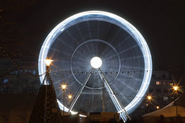 Ruota Panoramica Natale Piazza Moravia All Avvento Dicembre Brno Repubblica — Foto Stock