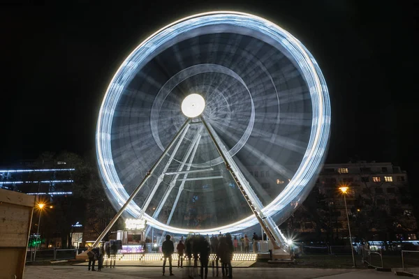 Roda Gigante Natal Praça Morávia Hora Advento Dezembro Brno República — Fotografia de Stock