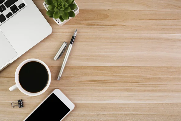 stock image Top View Wood Office Desk Table