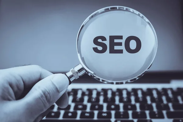 Concepto SEO con fondo informático — Foto de Stock