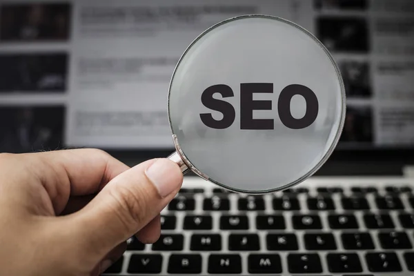 Concepto SEO con fondo informático — Foto de Stock