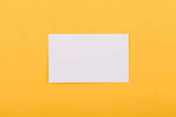 Blank White Card With Yellow Background — Stock Photo, Image