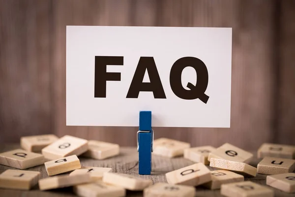 FAQ Sign With Wooden Background — Stock Photo, Image