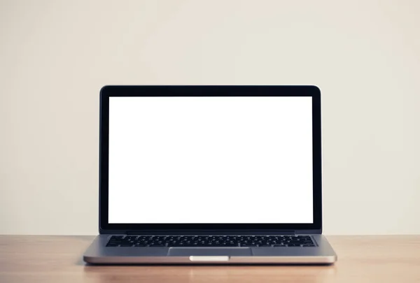 Mock Up Of Blank Laptop On The Desk — Stock Photo, Image