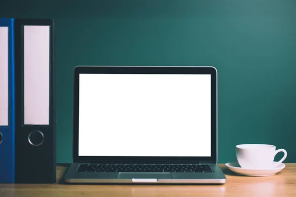 Mock Up Of Blank Laptop On The Desk