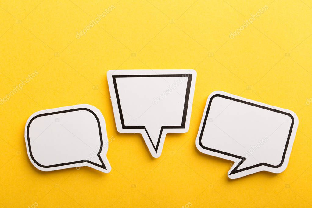 Speech Bubble Isolated On Yellow Background