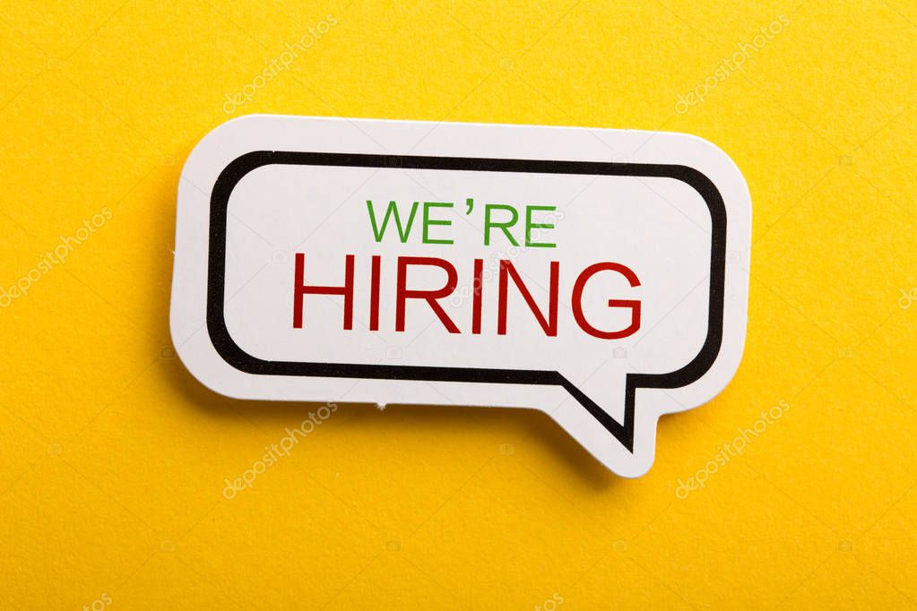 We Are Hiring Speech Bubble Isolated On Yellow