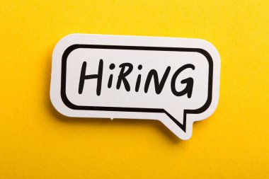 Hiring Speech Bubble Isolated On Yellow Background