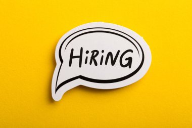 Hiring Speech Bubble Isolated On Yellow Background