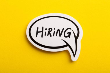 Hiring Speech Bubble Isolated On Yellow Background