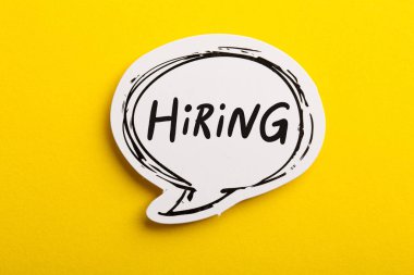 Hiring Speech Bubble Isolated On Yellow Background