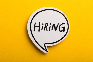 Hiring Speech Bubble Isolated On Yellow Background