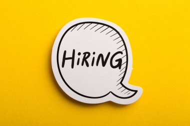 Hiring Speech Bubble Isolated On Yellow Background