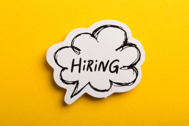 Hiring Speech Bubble Isolated On Yellow Background