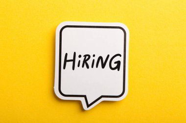 Hiring Speech Bubble Isolated On Yellow Background